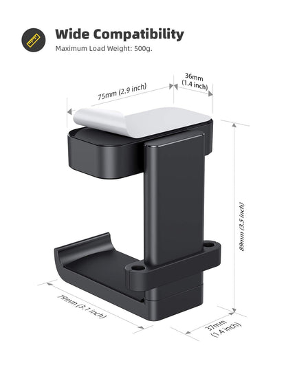 Lamicall Headphone Stand, Sticky Headset Hanger - 360 Degree Rotation Earphone Adhesive Hook Holder Mount, Table Headphone Stand with Cable Organizer, Headset Clamp for HyperX, Sennheiser -White