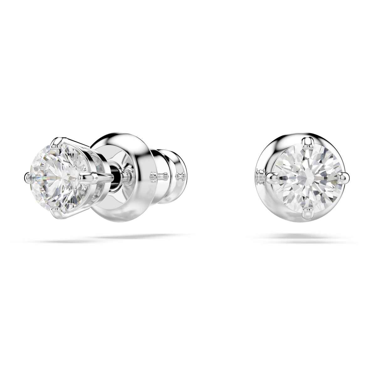 SWAROVSKI Attract Pierced Stud Earrings, Round-Cut Clear Crystals on Rhodium Finish Setting, Part of the Swarovski Attract Collection