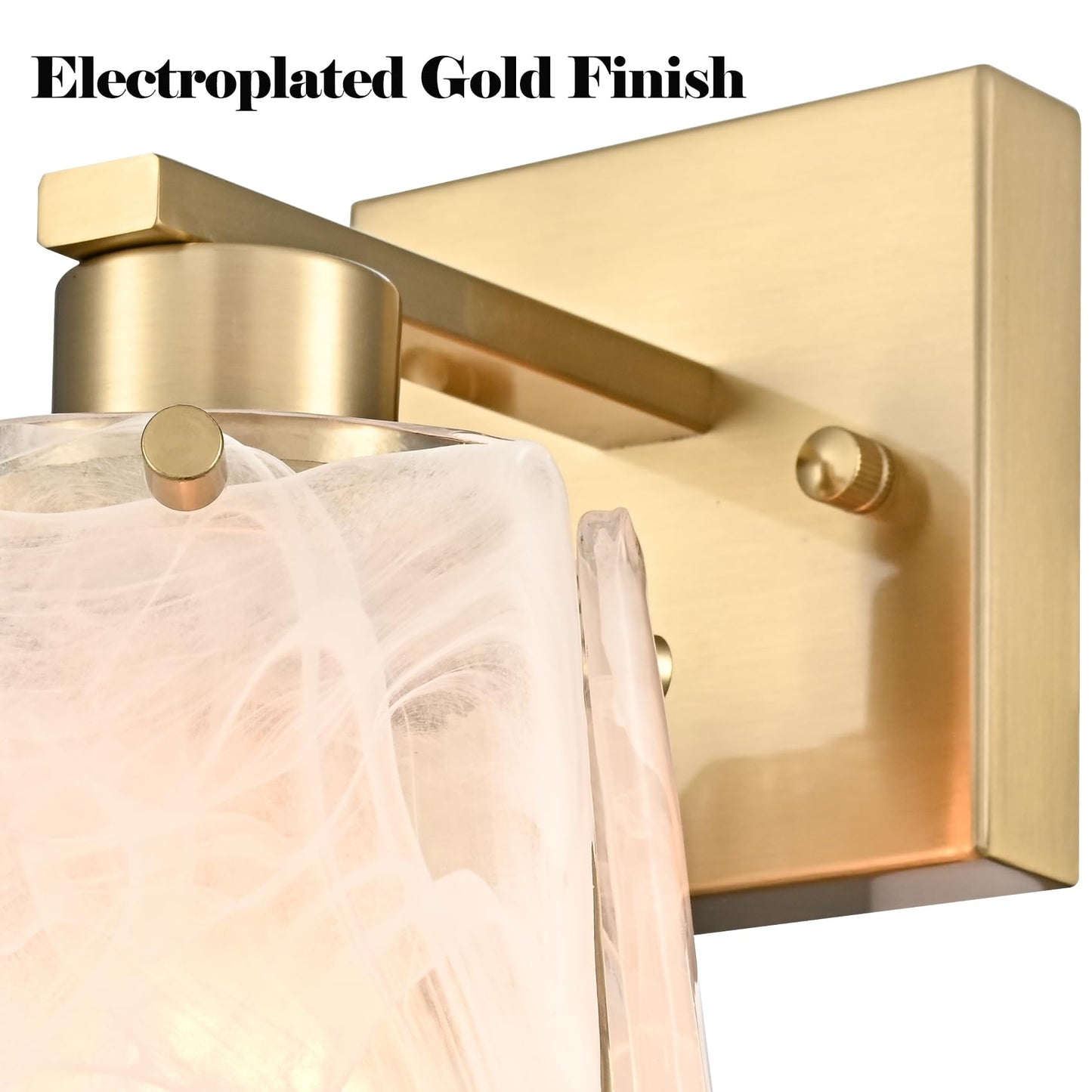 DAYCENT Small Modern Gold Wall Sconce with Glass Shade 1-Light Hardwired Brass Sconces Lighting Bell-Shaped Wall Light Fixtures for Bedroom Hallway Bathroom, E26 Base