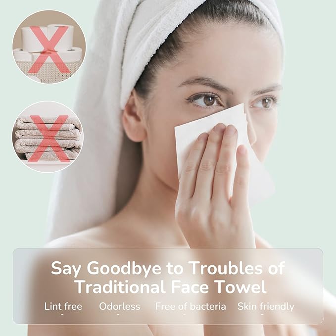 Disposable Face Towel 100 Cont, 7.9"X7.9"Clean Face Towelettes