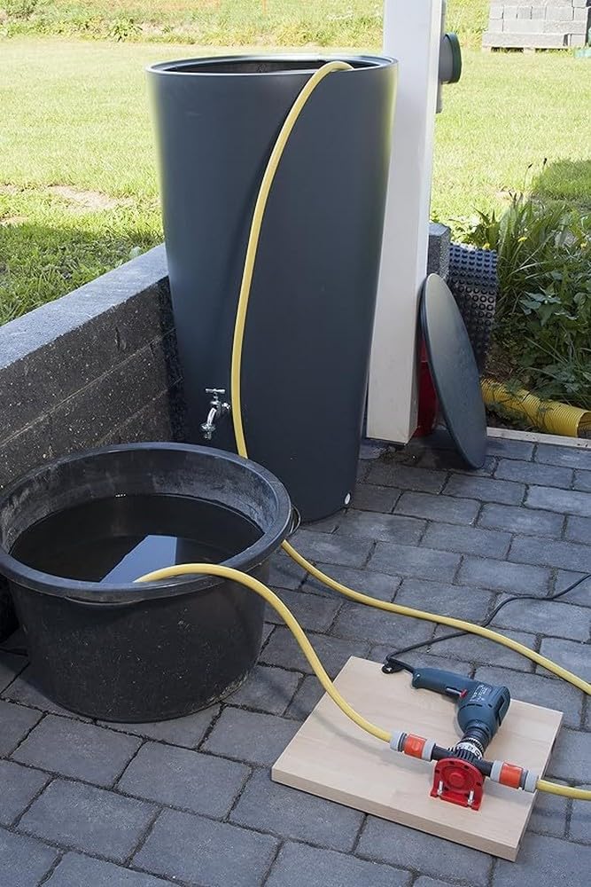 wolfcraft Pump with Plastic Casing (3000 l/h) - 2207000 - for Pumping Liquids with a Power Drill - for Fast and uncomplicated Transport of Non-Potable Water