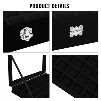 Vicoter Velvet Jewelry Tray 48 Compartments Jewelry Display Organizer with Transparent Cover Rings, Earrings, Necklaces, Pendants Storage Box for Girls, Wives, Mothers, Women
