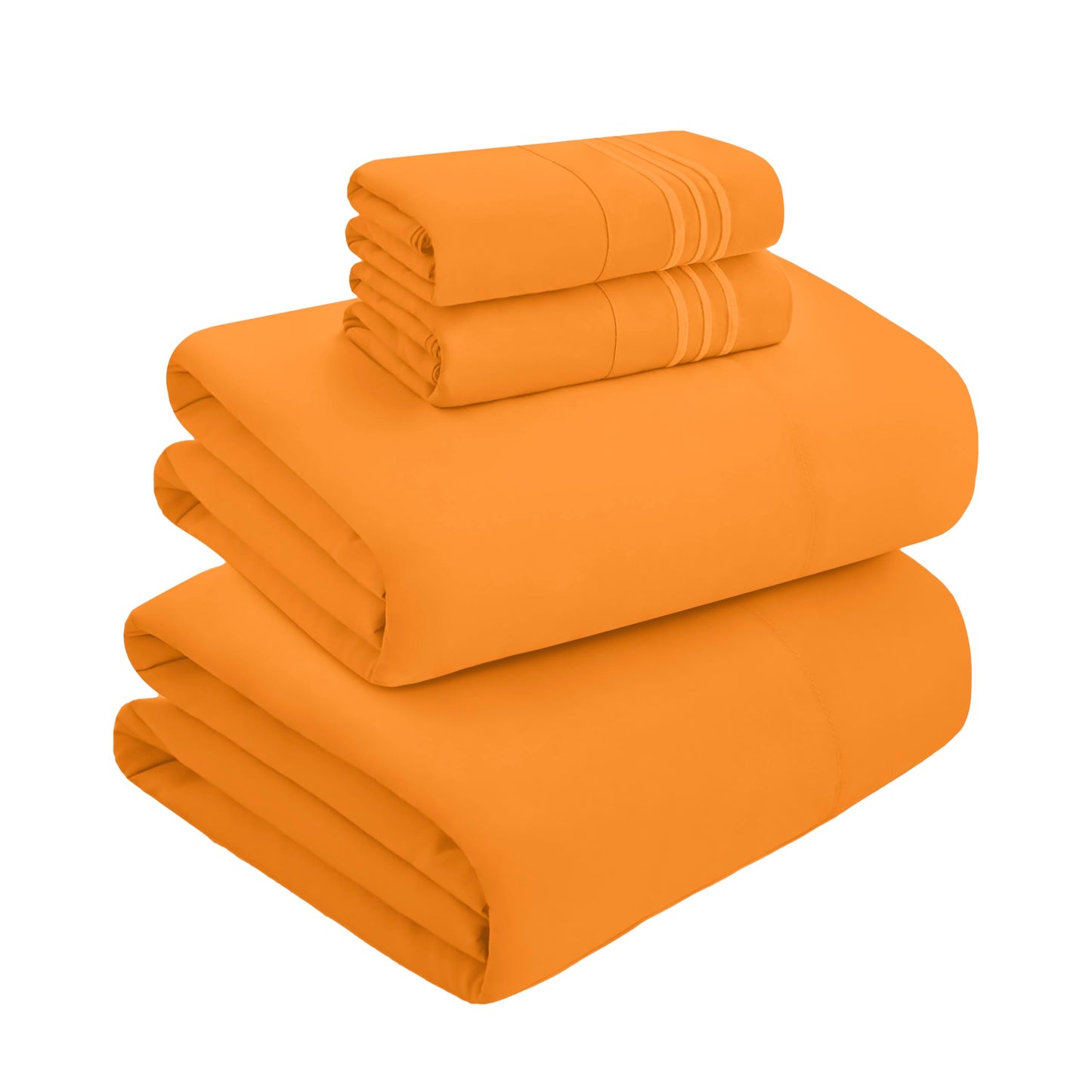 Mocassi Full Size 4-Piece Bed Sheet Set - 1800 Premium Hotel Quality Microfiber 18-24 Inches Extra Deep Pocket Fitted Sheet- Luxury Soft, Breathable, Wrinkle, and Fade Resistant, Orange