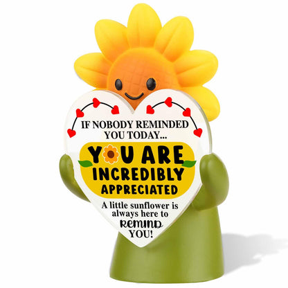 Pariveca Sunflower Figurine Desk Decor, Encouragement Gift for Coworker Friend, Positive Reminder Desk Figurine for Office, You are Awesome Sunflower Decor PF133