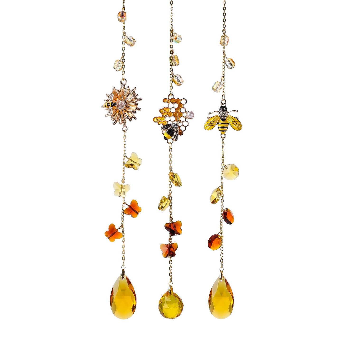 Crystal Sun Catcher Bee Rainbow Maker Hanging Suncatchers Window Decor Christmas Ornaments for Tree Gift for Mom Women Set of 3