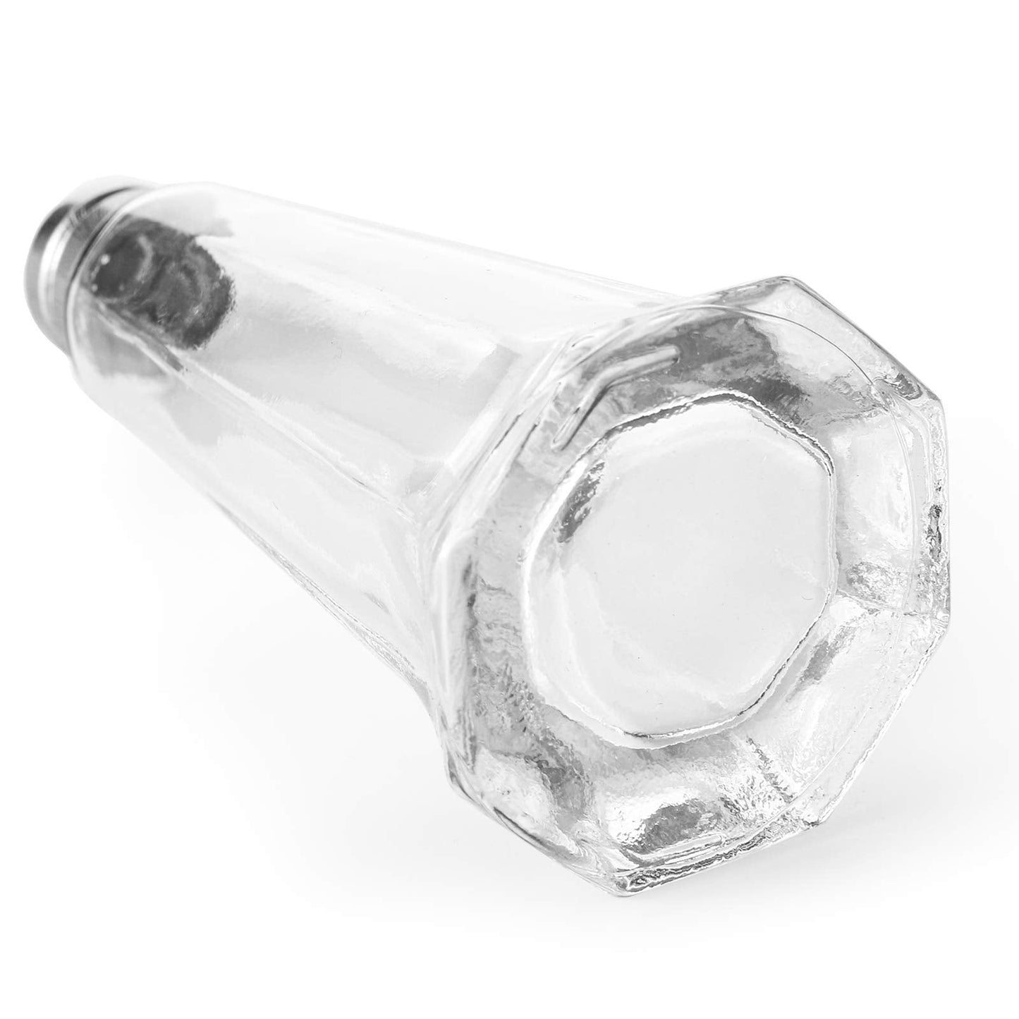 Yopay 12 Pieces Salt and Pepper Shaker Set, 1 oz Tower Glass Body Mini Restaurant Shakers with Stainless Steel Lids, Clear Curved Design