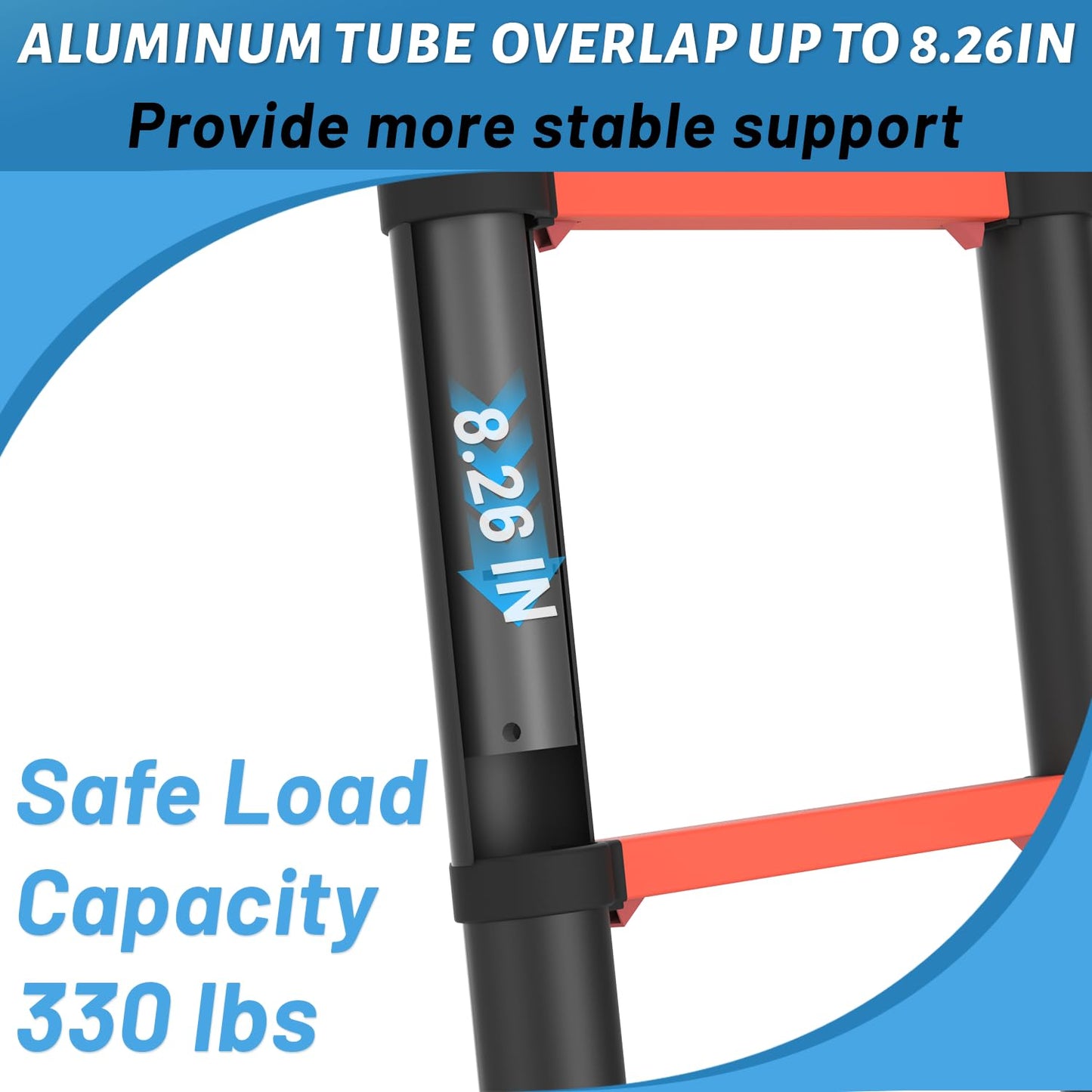 Telescoping Ladder, 16.5FT Extension Ladder，One-Step Collapsible, Aluminum Ladder for RV Home Outdoor, 330lbs Max Capacity