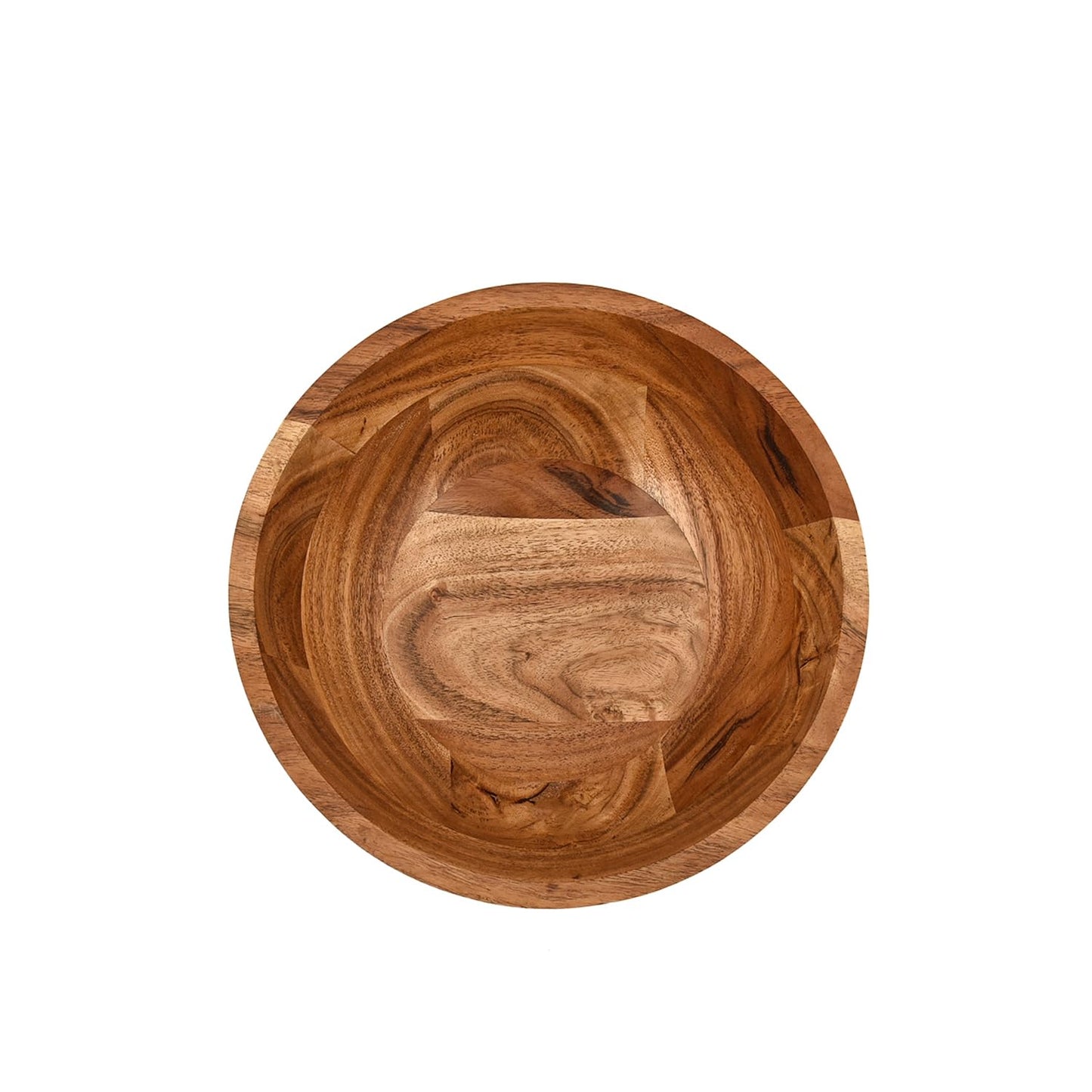 Mahasu Acacia Wood Round Shaped Serving Bowl For Fruit,Dessert Platter Centerpiece Dining Living Room Home Kitchen Décor (9" x 9" x 4")