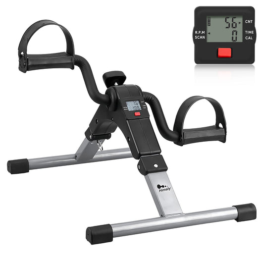 Folding Pedal Exerciser , himaly Mini Exercise Bike Under Desk Bike Pedal Exerciser with LCD Display for Arms and Legs Workout, Portable Desk Bike Peddler Machine