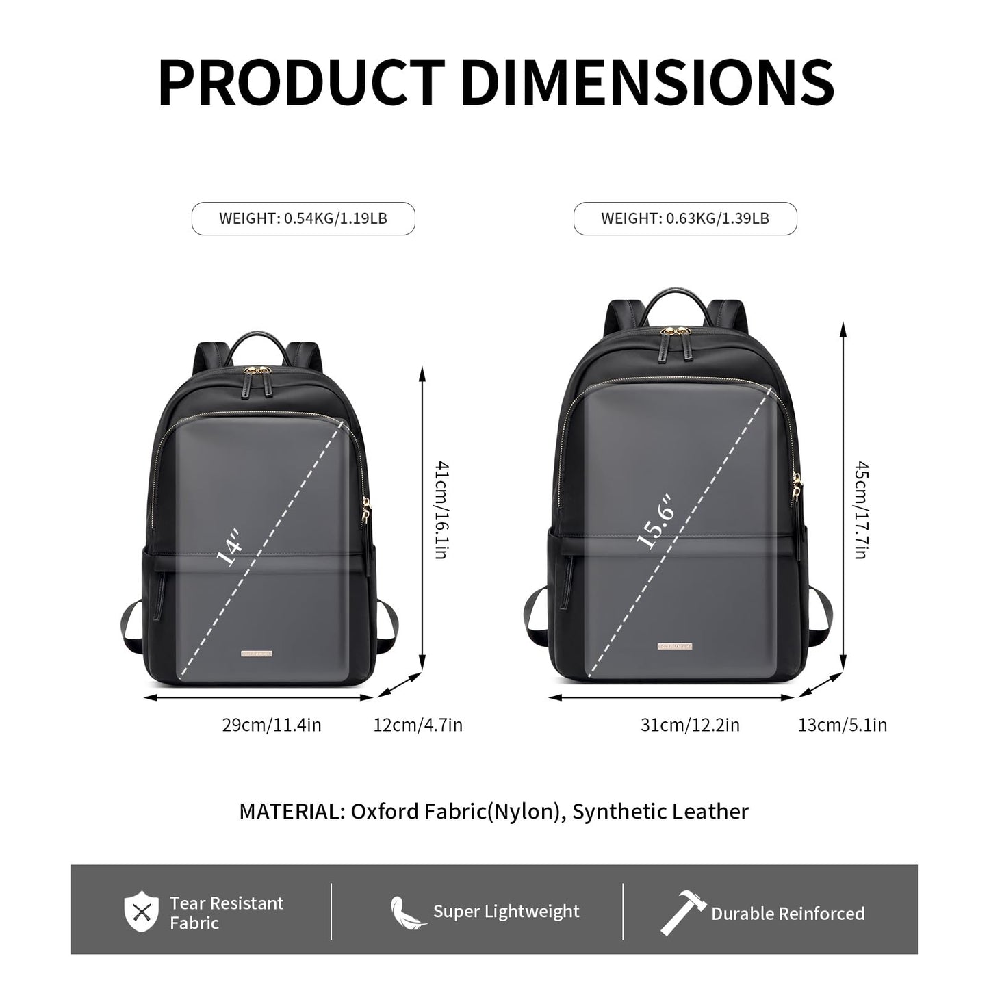GOLF SUPAGS Laptop Backpack for Women Slim Computer Bag Work Travel College Backpack Purse Fits 15.6 Inch Notebook (Black)