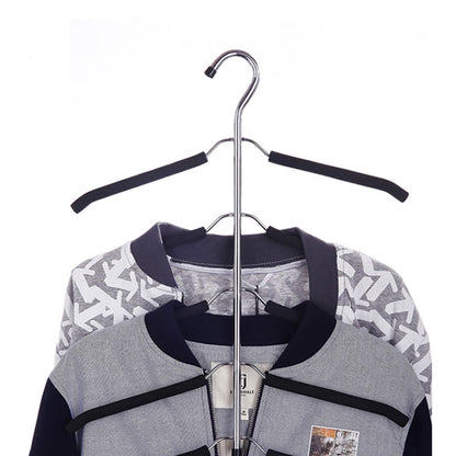 3 Pack 5 in 1 Hangers Blouse Tree Hangers Non Slip Space Saving Clothes Hanger Multi-Layer Clothes Hanger Stainless Steel Sweater Shirt Hanger Closet Storage Organizer(Black)