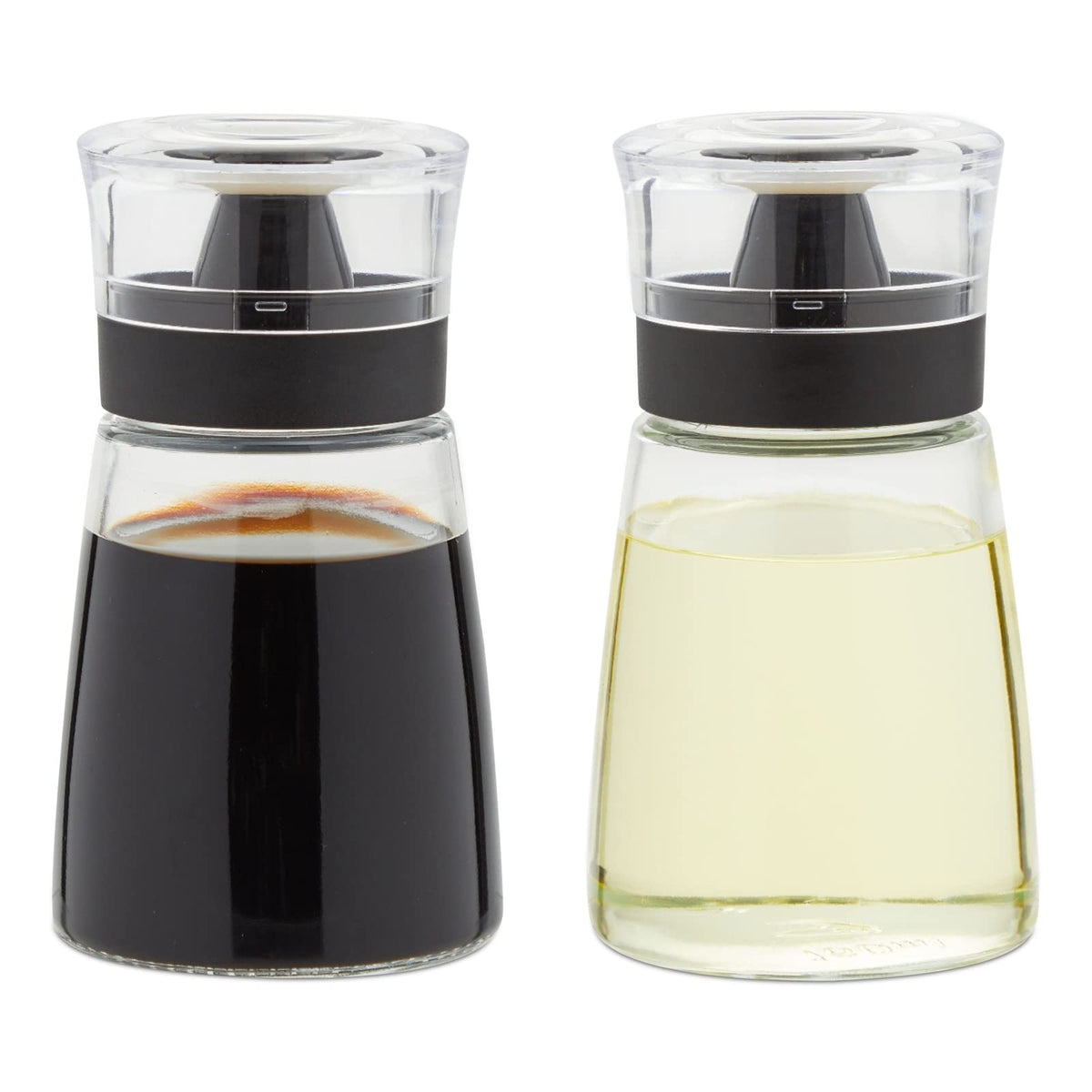 Juvale 2-Piece Small Olive Oil and Vinegar Dispenser Set - Glass Salad Dressing Cruet Bottles for Balsamic, Soy Sauce, with No Drip Tops (5.5 oz) - Oil Dispenser for Kitchen