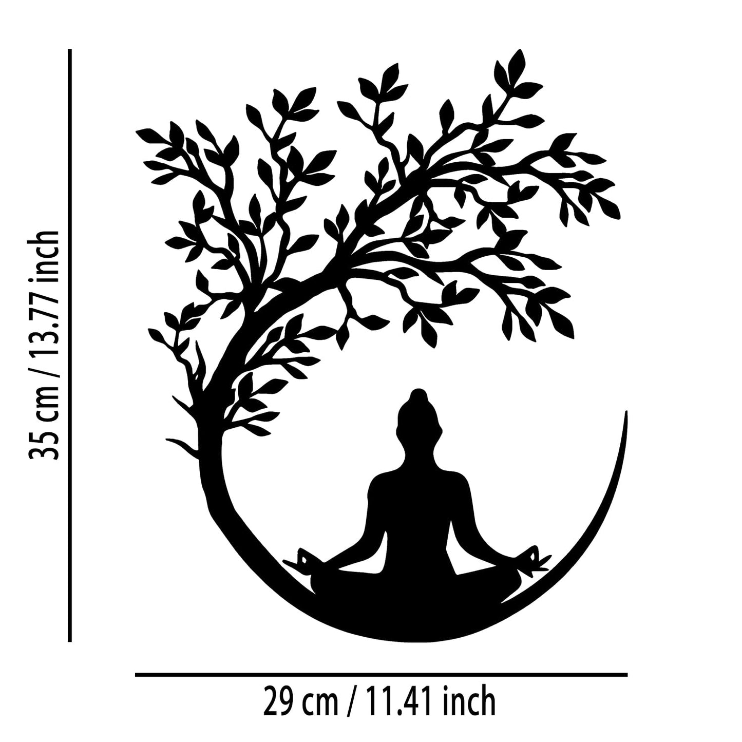 OPTYBVFD Tree of Life and Buddha Metal Wall Decor - Zen Room Decor Wall Art Home Decor for Living Room, Bedroom, Office, Yoga, Meditation (Black)