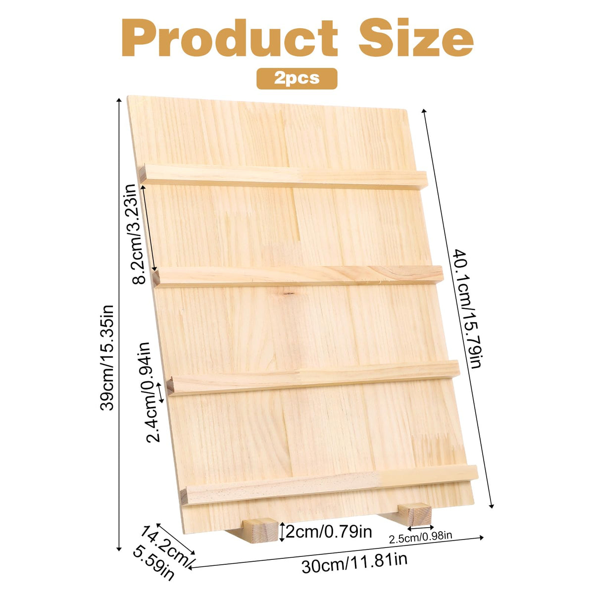 Leooomap 2-Pack 4-Tier Wooden Earring Display Stand, Rustic Earring Display Card Holder with Slots for Jewelry Storage, Craft Shows, and Retail Storefront