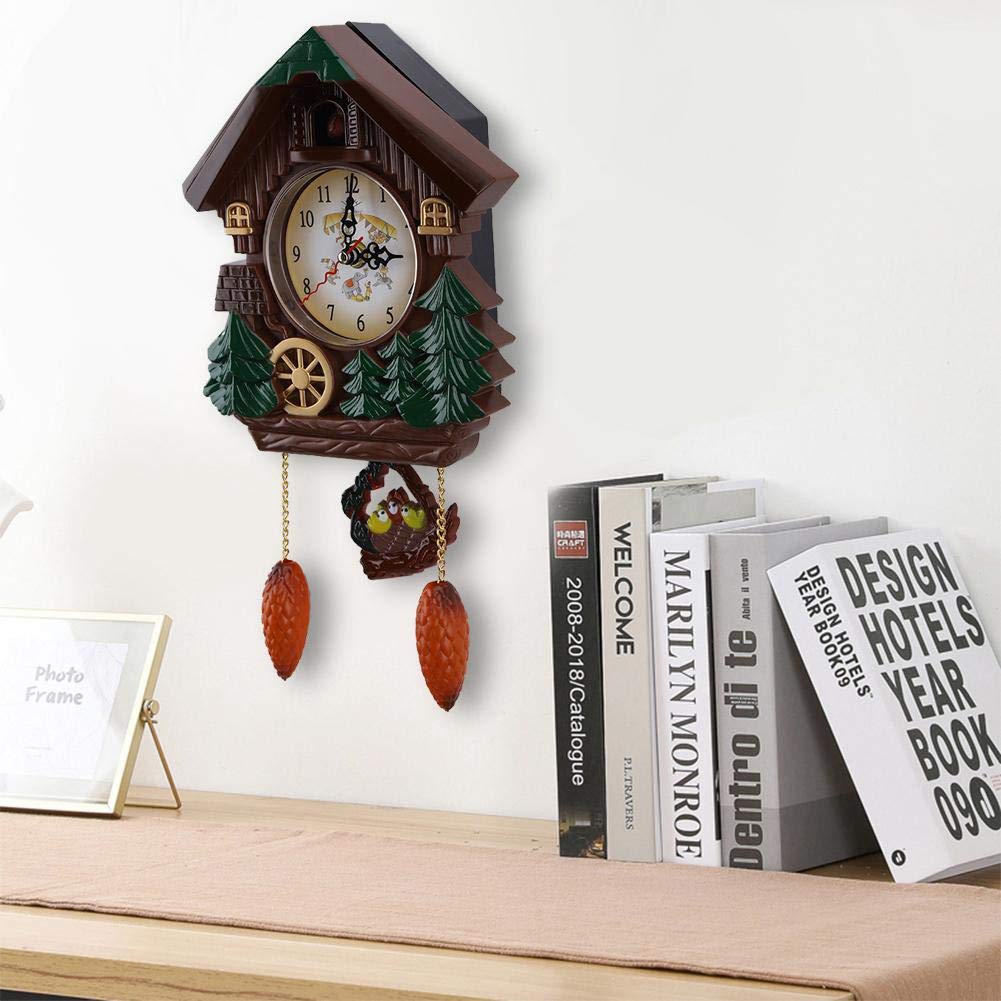 AUNMAS Cuckoo Clock with Sound, Traditional Style Wooden Quartz Movement, Wall Mount Tabletop Display Grandfather Clock for Home Office Decor