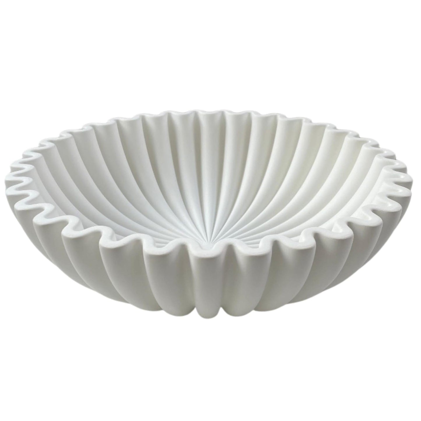 HUZHIBING Large Decorative Bowl,White Decorative Bowls for Home Decor - Ruffle Decor - Fluted Bowl - Scalloped Bowl-Stylish Key for Entry Table