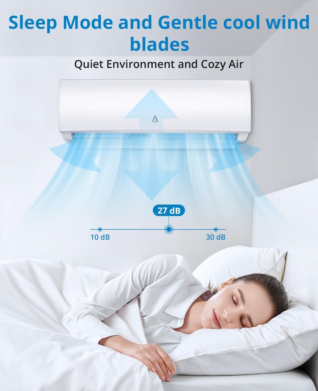 Mini Split Air Conditioners, 9,000 BTU AC Heating System, Heat Pump Ductless Mini Split AC Unit for Bedroom, Quiet Room Air Conditioner with Efficient Cooling Heating for Rooms Up to 450 Sq.ft