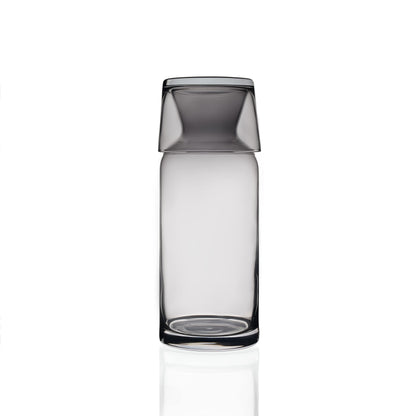 VOSS Living - Bedside Water Carafe and Glass Set, 23.6 Oz - Infused Pitcher for Nightstand, Mouthwash Decanter Bottle(Ivory Black)