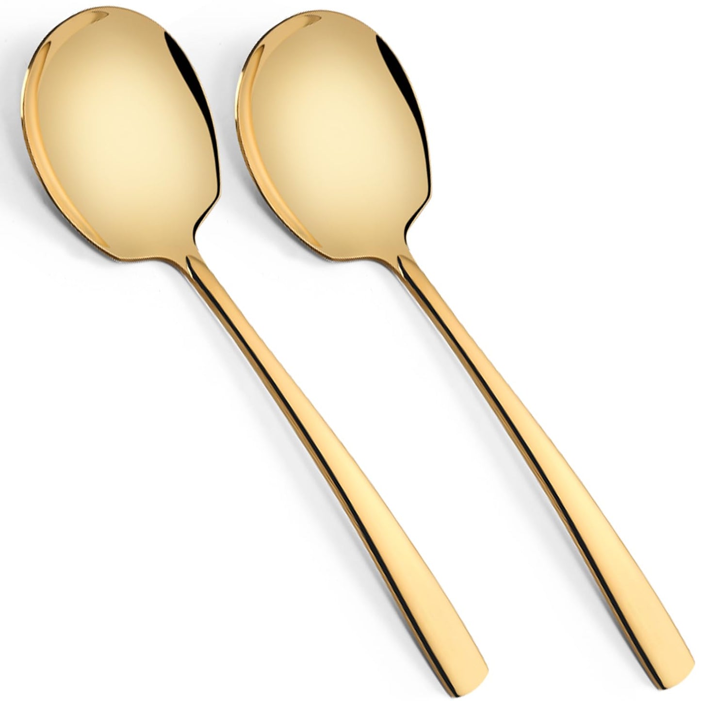 Large Serving Spoons Set Stainless Steel 12 Inch Serving Utensils for Buffet Catering Dishwasher Safe(2-pieces, Gold)
