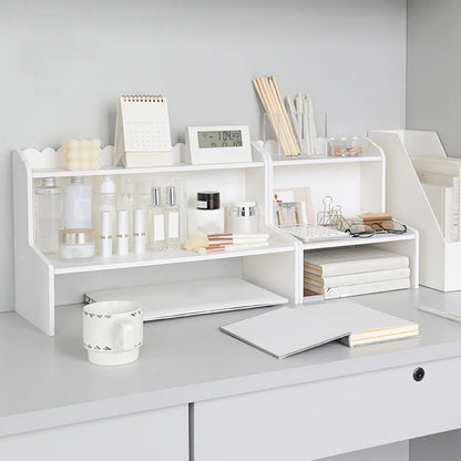 BTSEURY Desktop Wood Display Shelf, Wood Desktop Storage Rack, Desk Multi Layer Storage Rack Mini Bookshelf Cosmetics Organizer (M(315 X 180mm / 12.4 X 7.09in))