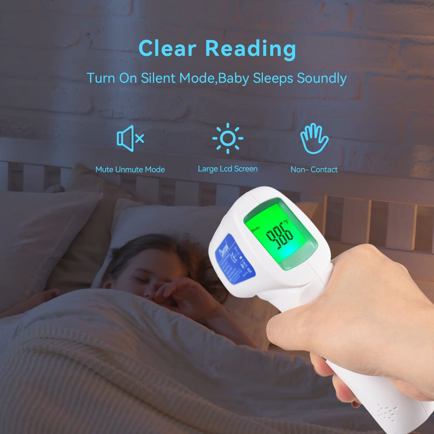 Berrcom Infrared Forehead Thermometer, Digital Non-Contact Thermometers for Adults, Kids & Babies, 3-in-1 Fever Check Temperature Gun for Home Use