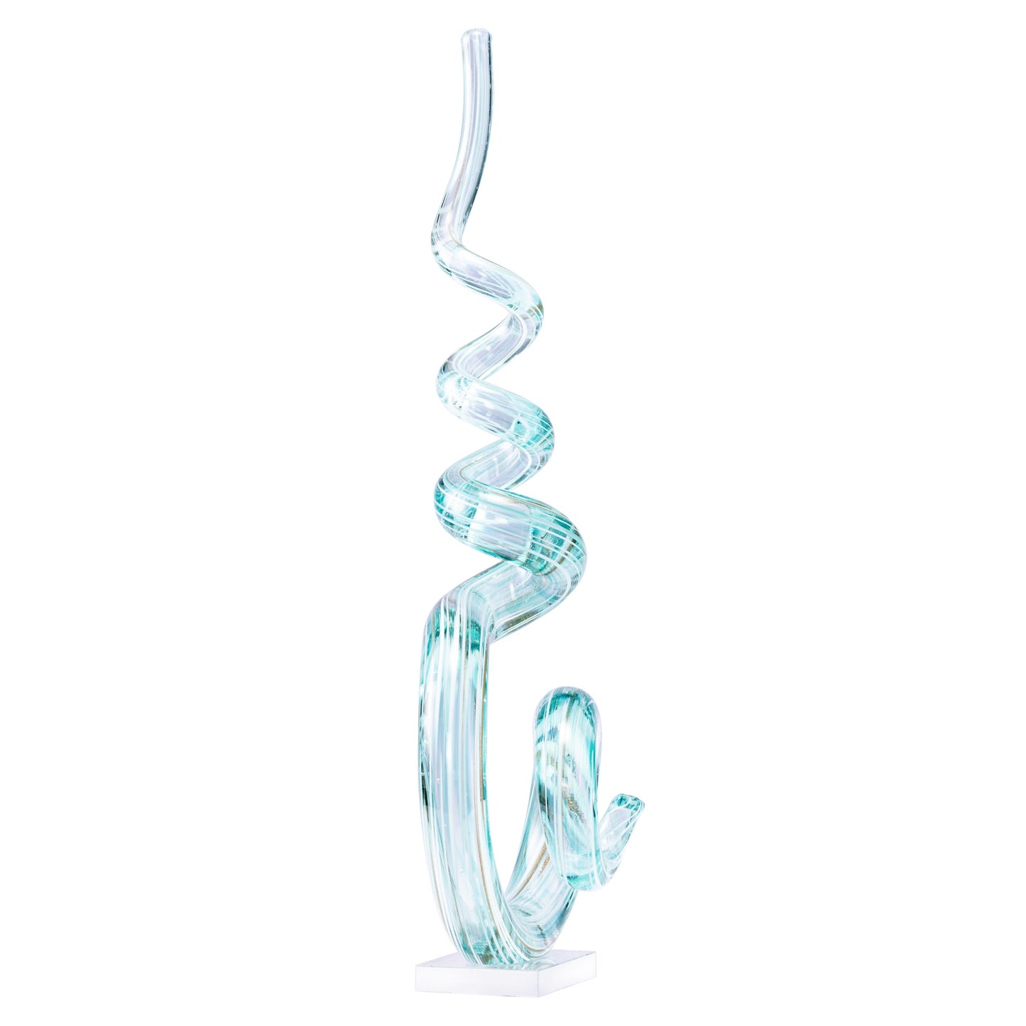 15" Tall Hand-Blown Murano-Style Glass Sculpture Statues Art Ornament Statue Figurines Home Decor Accent Piece Coastal Ocean Nautical Home Decor,Shelf,TV Stand,Tabletop Centerpieces,Wonderful Gift