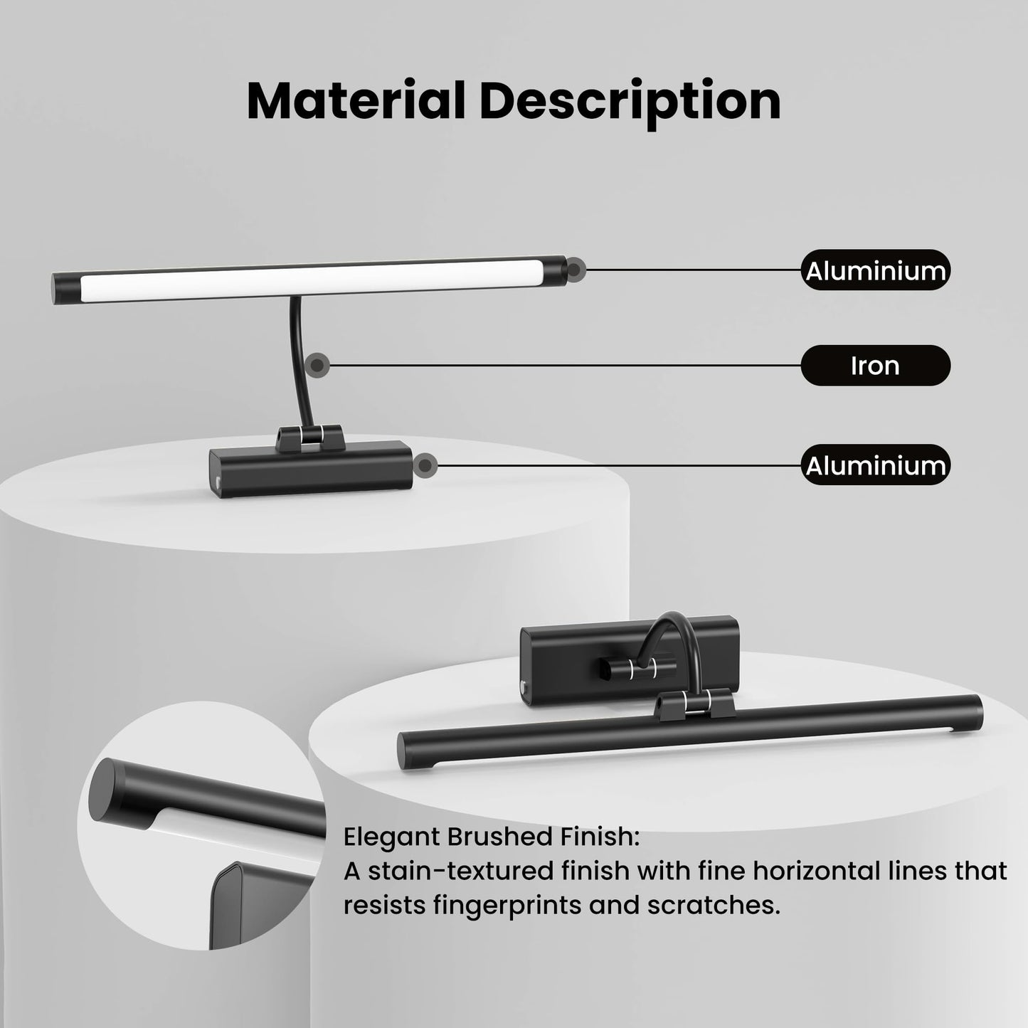 Craftersmark 16" Picture Light with 6000mAh Battery - Black Operated Wireless Wall Sconce with Remote & Timer for Paintings, Photos & Frames