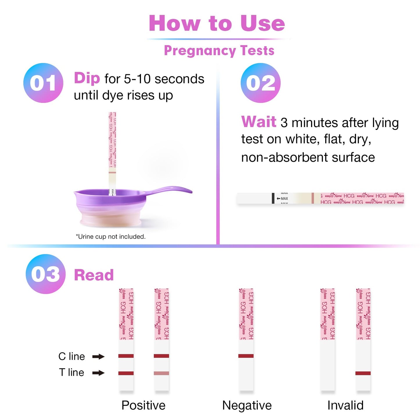 Easy@Home 50 Ovulation Test Strips and 20 Pregnancy Test Strips-Width of 5mm-Powered by Premom Ovulation Predictor iOS and Android App