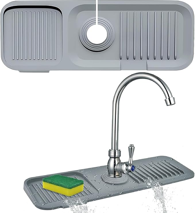 Silicone Sink Splash Guard for Kitchen & Bathroom, 17.7 inch Faucet Mat