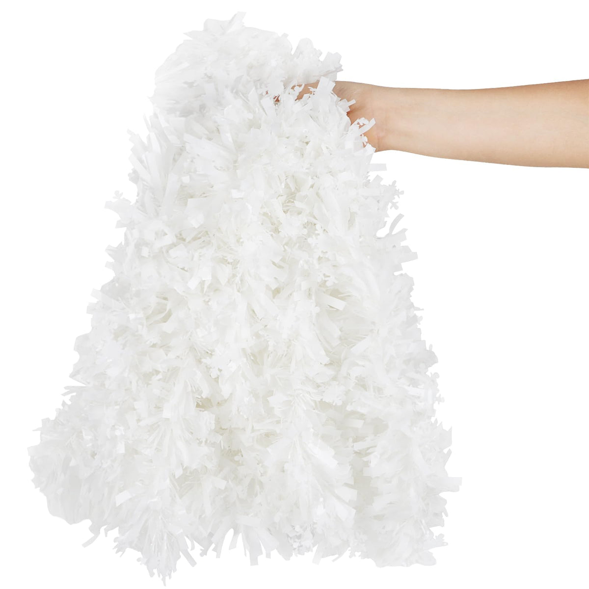 KIMOBER 32.8 Ft Christmas Tinsel Garland,White Metallic Garland with Snowflake for Christmas Tree Xmas Party Decorations