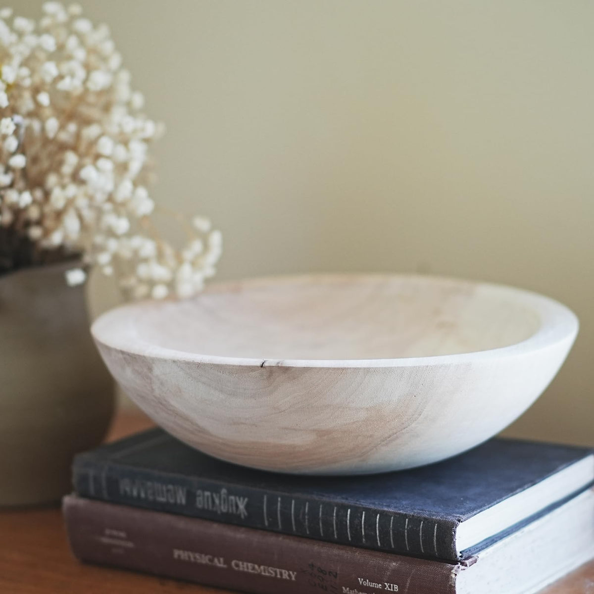 RUIRUICO Wooden Decorative Bowl, Farmhouse Centerpiece (Natural)