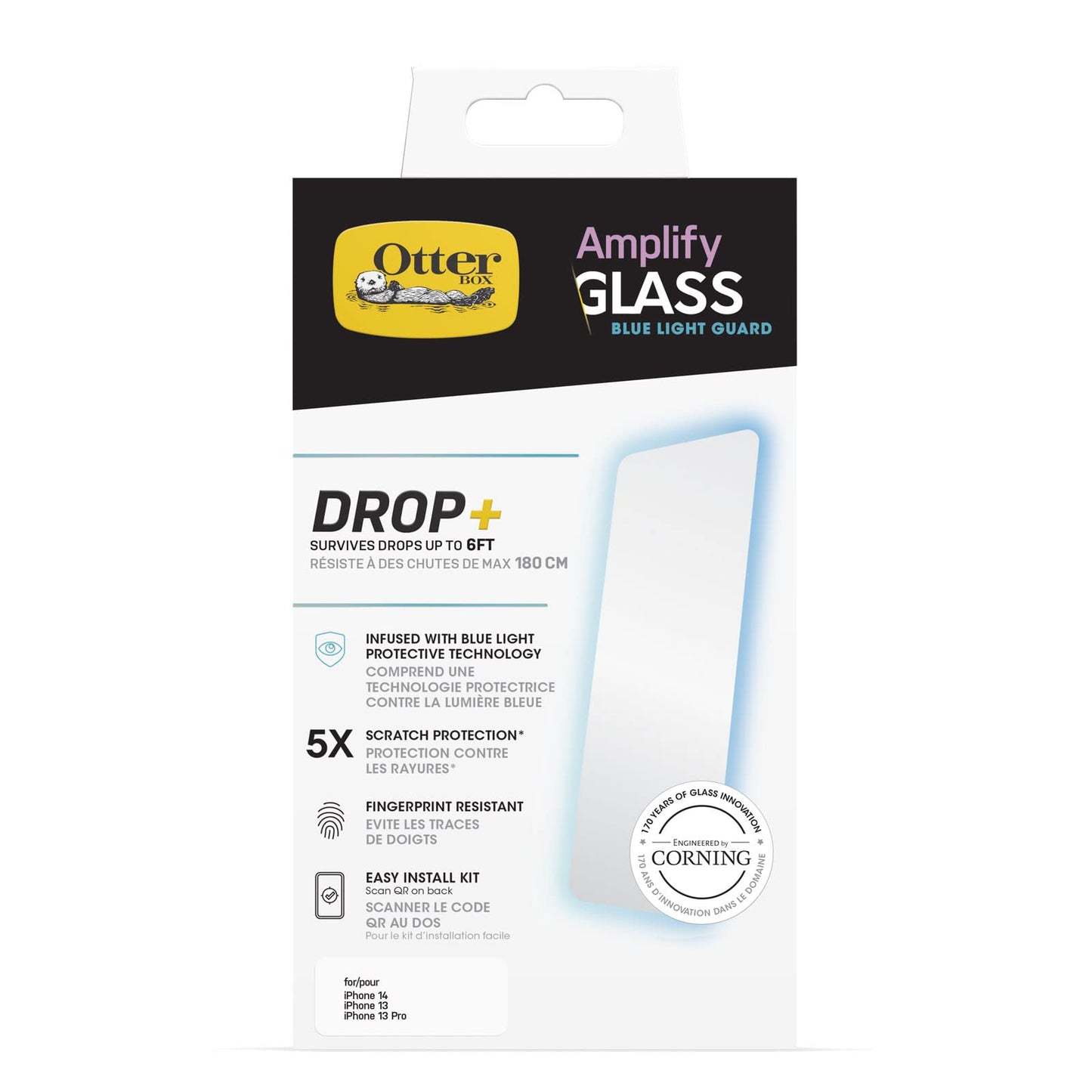 OtterBox TRUSTED GLASS Screen Protector for iPhone 14, iPhone 13 & iPhone 13 Pro, Flawless Touch Response, Fingerprint Resistant, Precision Fit, Vibrant Clarity