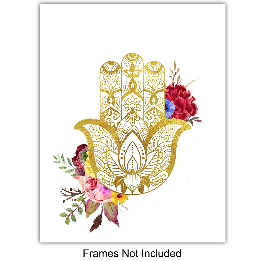 Floral Zen Decor, Wall Art Set - Spiritual New Age Gift Yoga, Buddhism, Buddha, Buddhist, Meditation Fans - Spa Wall Decor, Decoration for Living Room, Bedroom, Bathroom - 8x10 Poster Prints UNFRAMED