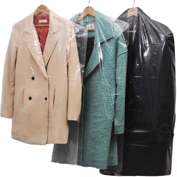 40Pcs Clear Plastic Dry Cleaning Garment Bags Can be Hung Transparent Clothing