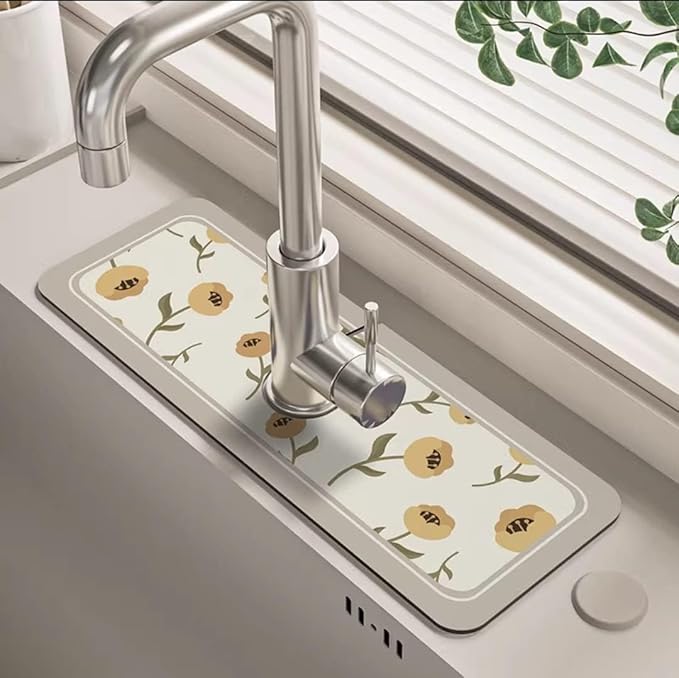 2pcs Fantasy Style Faucet Draining Mat, Faucet Absorbent Mat