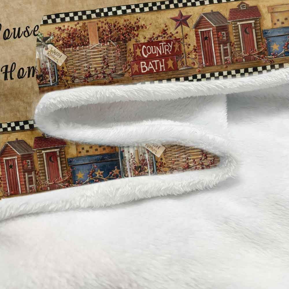 DYNH Country Throw Blanket, Rustic Western Star Country Stars with Berries and Funny Words Country Primitive Throw Flannel Blankets, Primitive Country Plush Cozy Fuzzy Blanket 50" x 60"