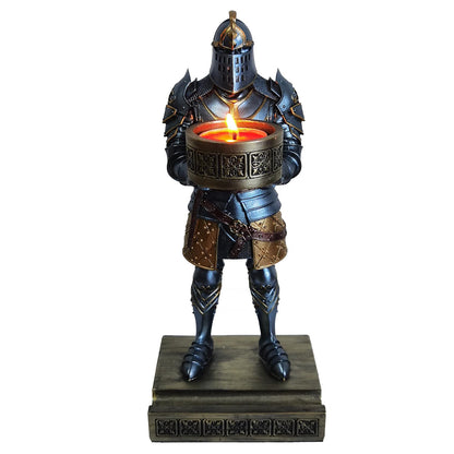 HDMbigmi King's Guard Standup Knight Candlestick Holders Resin TeaLight Holder Warrior Mobile Phone Stand Pen Holder Candle Holder for Restaurant, Altar, Home Table(Blue)
