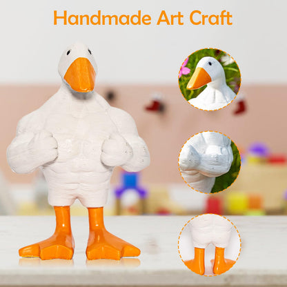 REIKOMO Magnetic Muscle Duck Figurine – Funny Resin Desk Ornament, Quirky Sculpted Duck for Office, Living Room, Bookshelf, or Home Decor