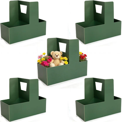 YANQINQIN 5PCS Gift Packaging Box,Flower Arrangement Boxes, Cake Carriers, Baking Dessert Containers & Drink Cup Holders - Ideal for Christmas,Valentine's Day,Mother's Day, Birthdays,Weddings (Green)