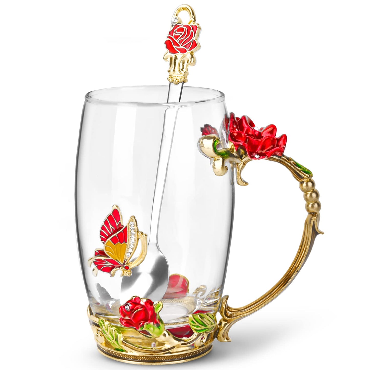 OEAGO Gifts for Mom Women Valentines Day Gifts for Her Glass Coffee Enamels Mug Best Birthday Valentine's for Girlfriend Wife Mothers Day from Daughter Son Tea Cup Stocking Stuffers Christmas