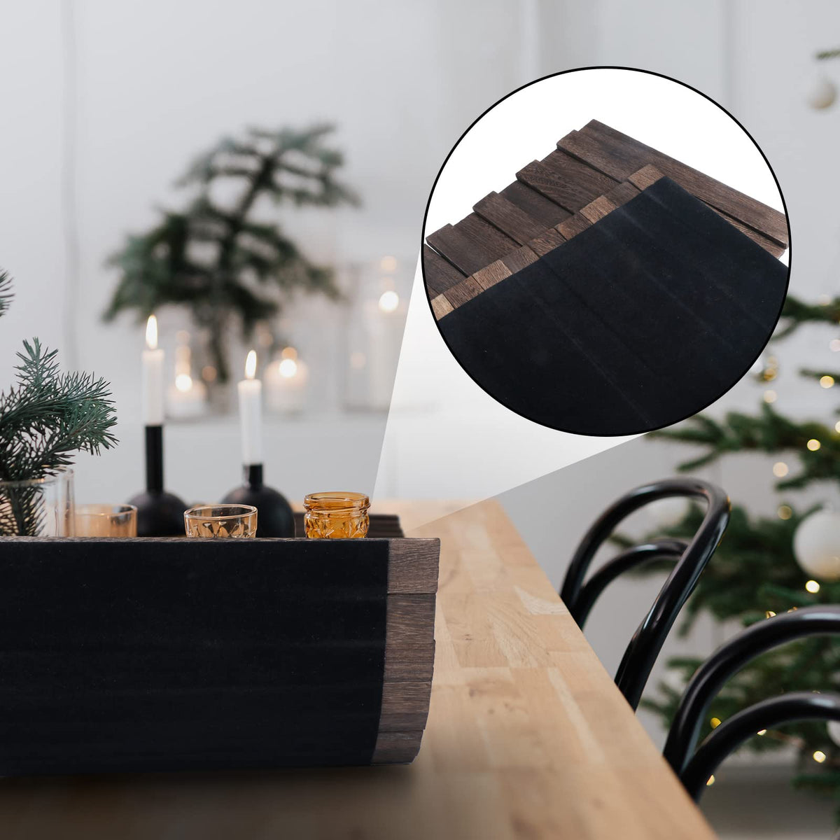 Wooden Table Runner,Natural Durable Wood Table Runner,25 x 12 Inches,Coffee Table Runner with Thick Felt Backing,Table Decorations for Dining Room,Farmhouse Decor,Wedding Decor,Brown