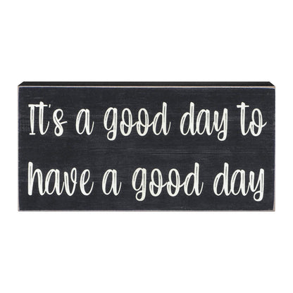 Esur Home Office Cubicle Desk Decor, Motivational Farmhouse Shelf Decorations Wooden Sign, Cute Desk Accessories for Women - It's A Good Day To Have A Good Day