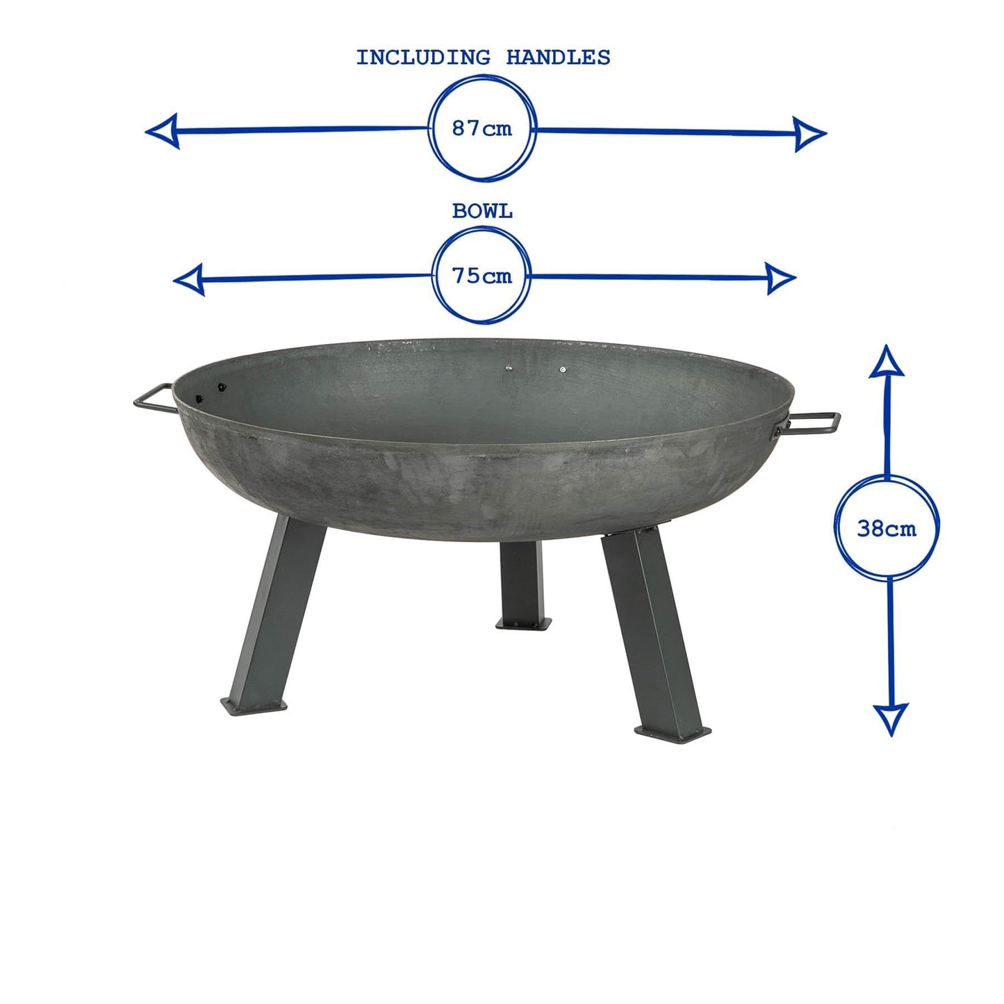 Harbour Housewares 75cm Cast Iron Fire Pit - Outdoor Garden Fire Bowl Frazier Garden Patio Heater Stove for Wood Logs, Charcoal Burning, BBQ, Camping Firepit