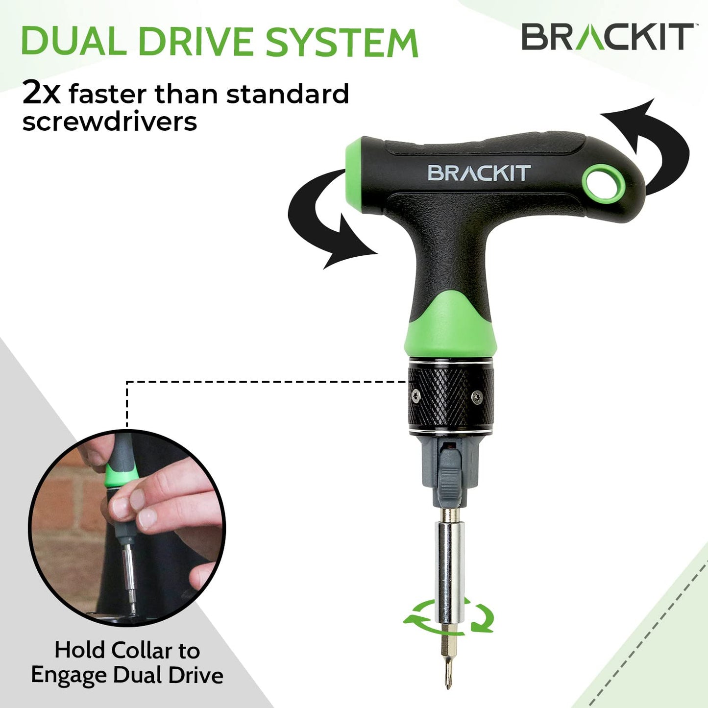 Brackit Dual Drive Ratchet T Handle Screwdriver and Bit Set – 22 Piece Precision Kit – 2 x Faster Than Regular Ones – Perfect Tool for Intricate Jobs