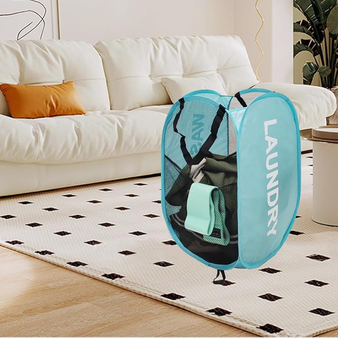 2Pack Collapsible Laundry Baskets Pop Up Laundry Hamper Mesh Storage Bins