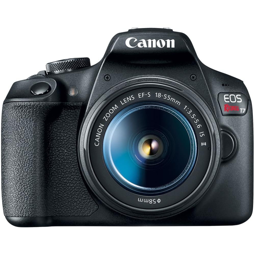 Canon EOS Rebel T7 DSLR Camera with 18-55mm Lens Bundled with 64GB Memory Card + Camera Bag + 58mm UV Filter + Microfiber Cleaning Cloth (5 Items)