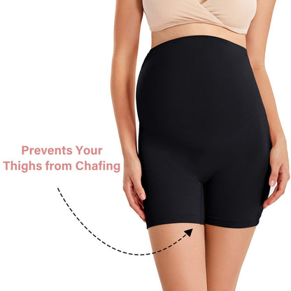 Gratlin Women's Seamless Pregnancy Shapewear High Waist Shorts Mid-Thigh Underwear, Large, Black