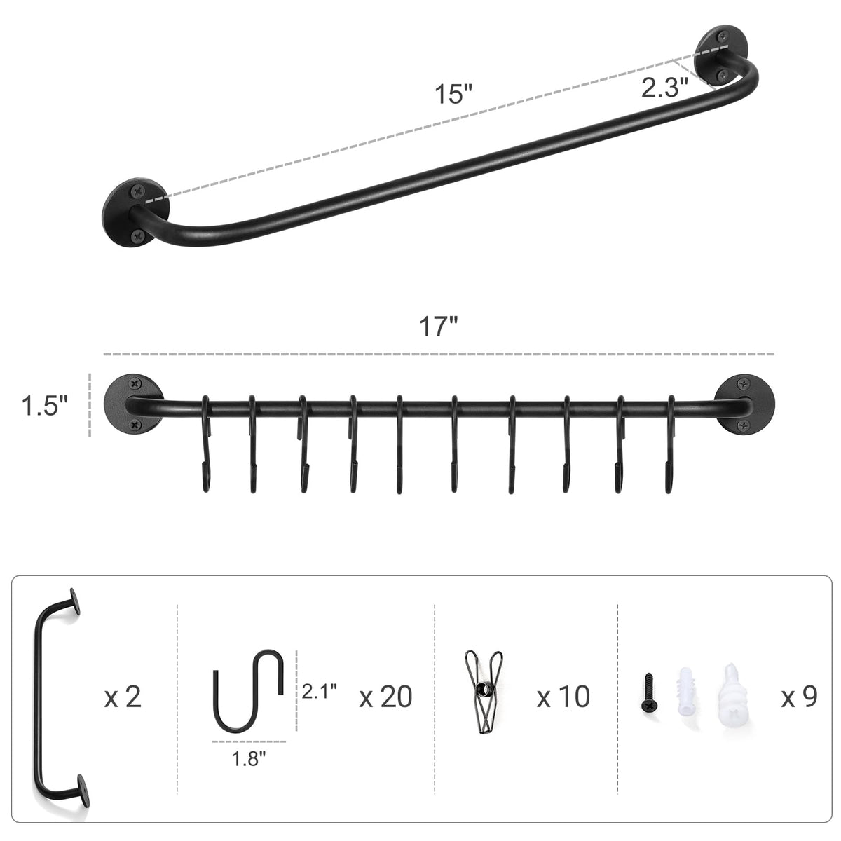 Mkono Hat Rack for Wall Baseball Cap Organizer Hanger with 20 Hooks Modern Metal Hat Holder Wall-Mounted Caps Display for Closet Door Bedroom Entryroom Laundry, Set of 2 Black