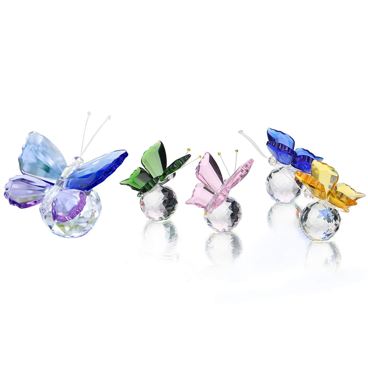 H&D HYALINE & DORA Crystal Butterfly Figurine Collectible Paperweight Home Table Decoration Set