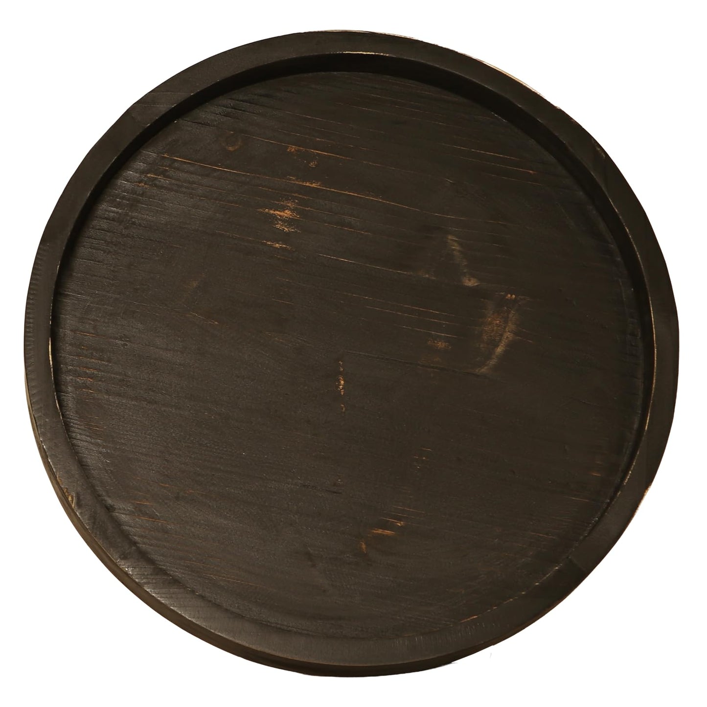 Juleduo 13.38 Inch Rustic Round Wood Lazy Susan for Table Top - Wooden Turntable Serving Tray Distressed Farmhouse Turntable Tray, Cabinet Organizer(Black)